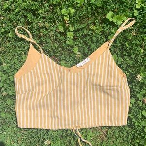 yellow and white stripped crop top